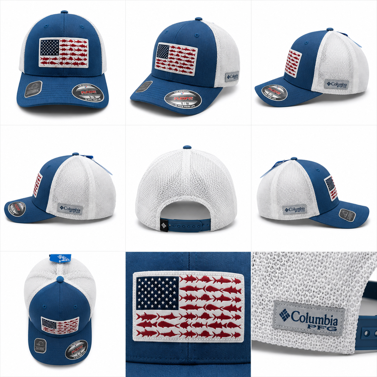 Gorra Columbia PFG Americana Azul Trucker