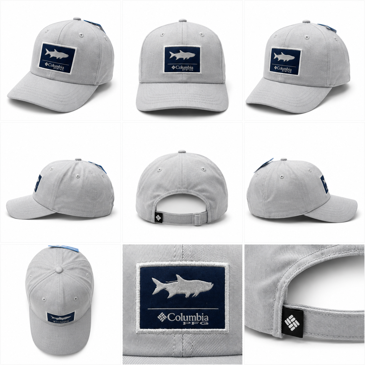Gorra Columbia PFG Logo Pez Gris Claro