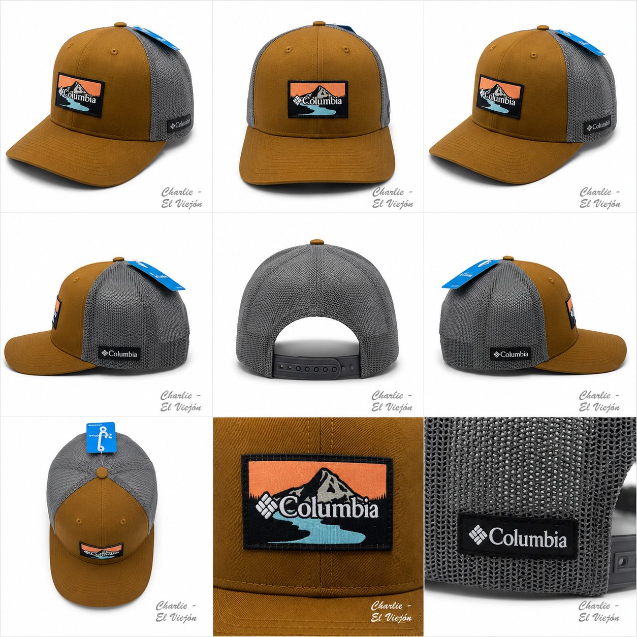 Gorra Columbia Trucker Color Camel con Parche Montaña