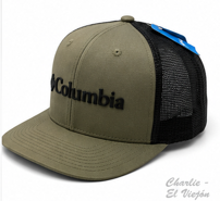 Gorra Columbia Trucker Verde Olivo con Logo Bordado Negro
