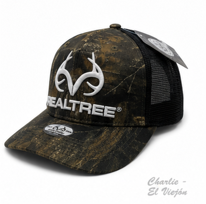 Gorra Realtree Trucker Camuflaje con Logo Bordado Blanco