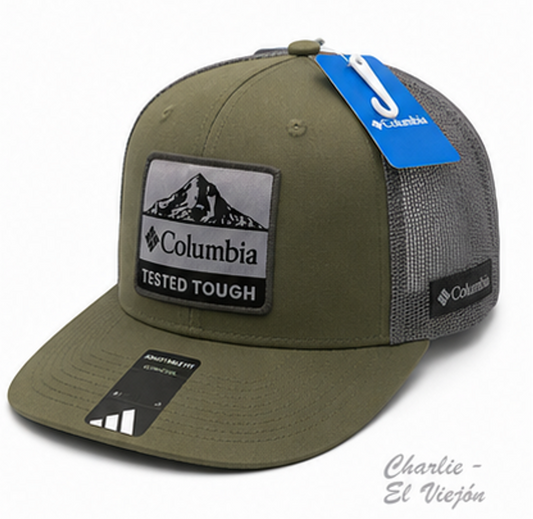Gorra Columbia Trucker Verde Olivo con Parche Tested Tough