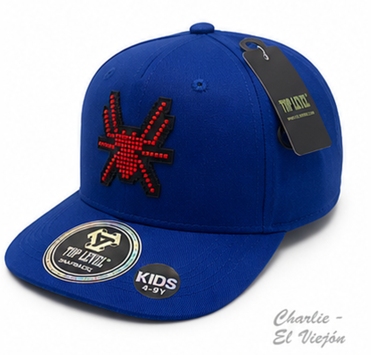 Gorra Top Level Kids Azul Rey con Logo Pixel Rojo