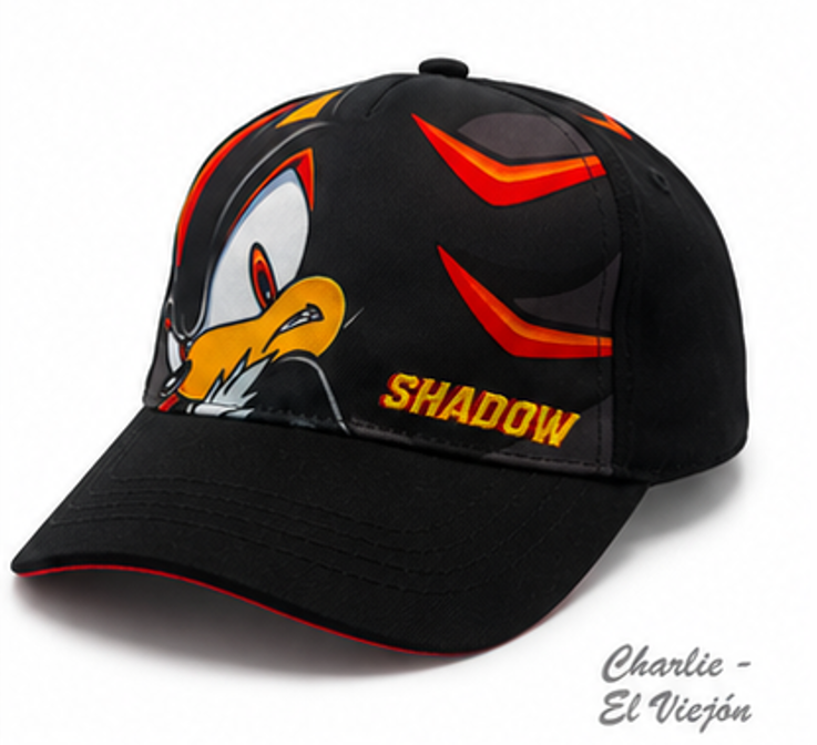 Gorra Shadow the Hedgehog Negra con Diseño Frontal