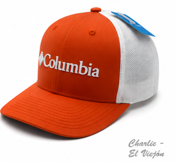 Gorra Columbia Trucker Naranja con Logo Bordado Blanco
