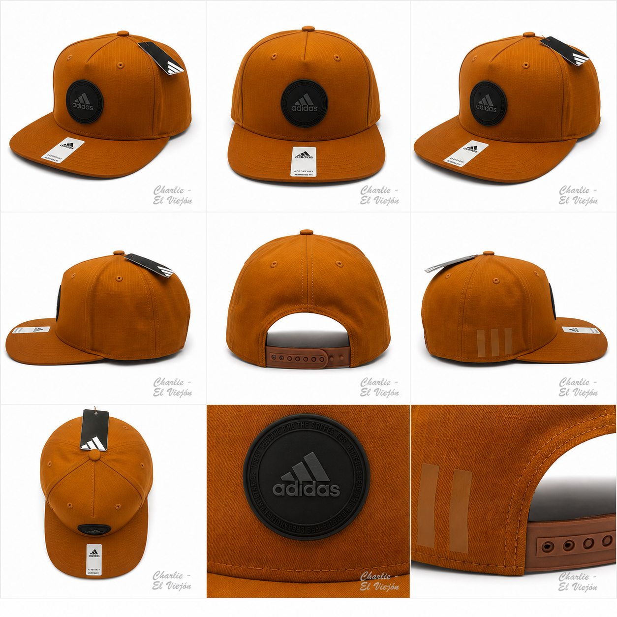 Gorra Adidas Snapback Color Camel con Logo de Goma Negro