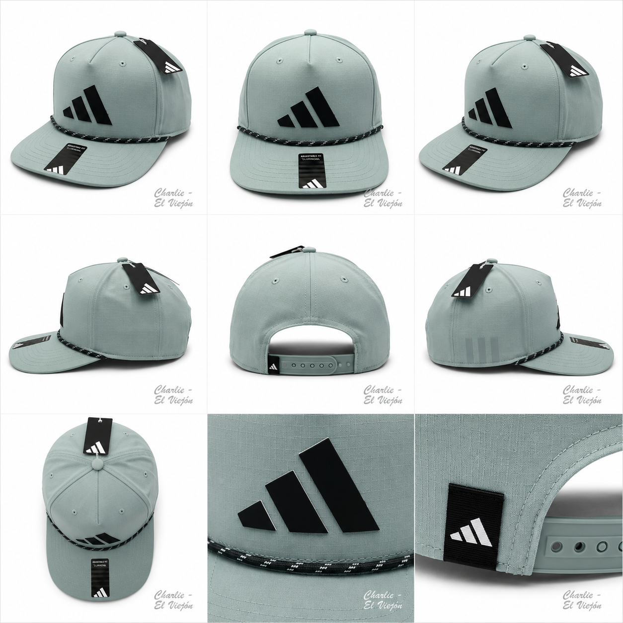 Gorra Adidas Snapback celeste con Logo 3 Bar Negro