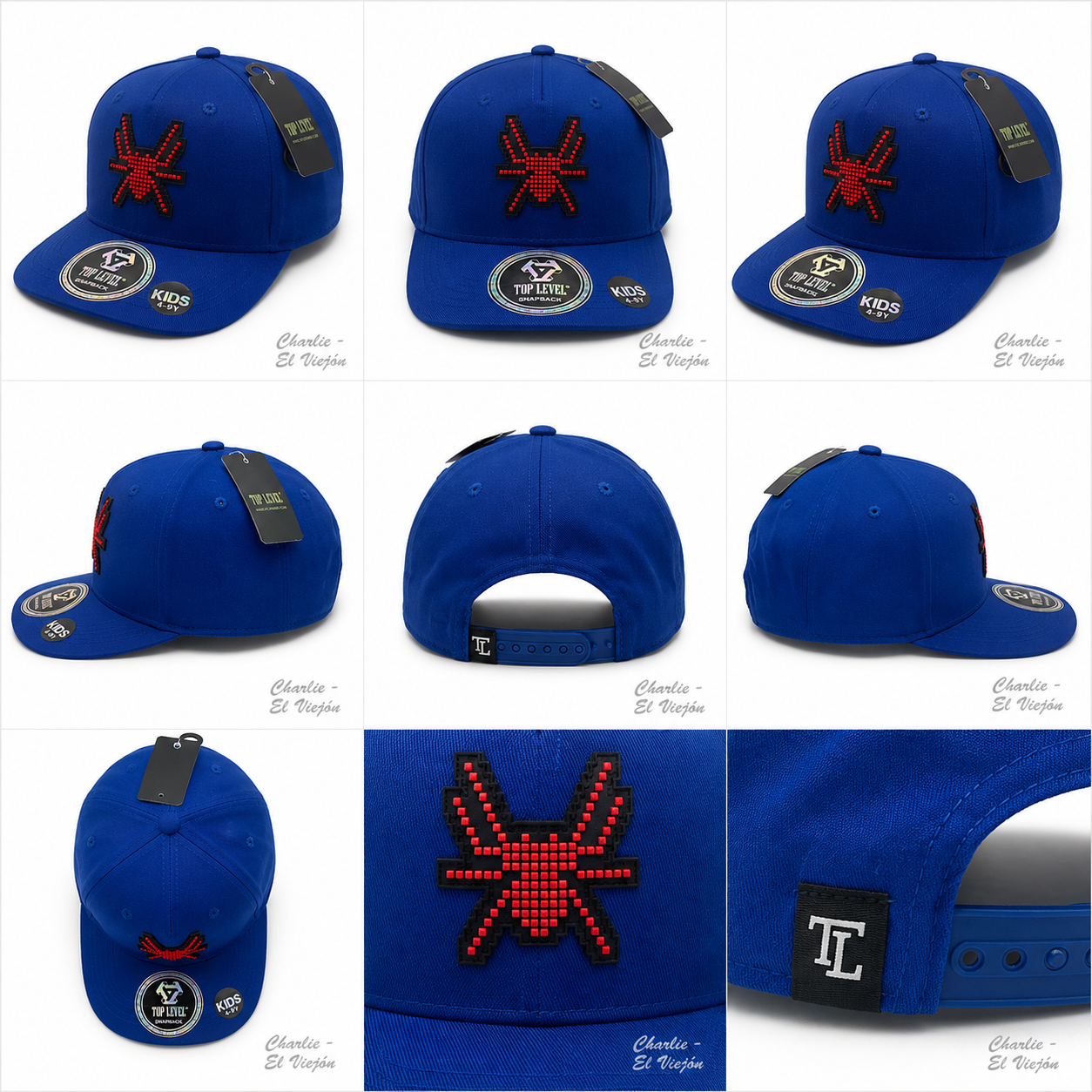 Gorra Top Level Kids Azul Rey con Logo Pixel Rojo