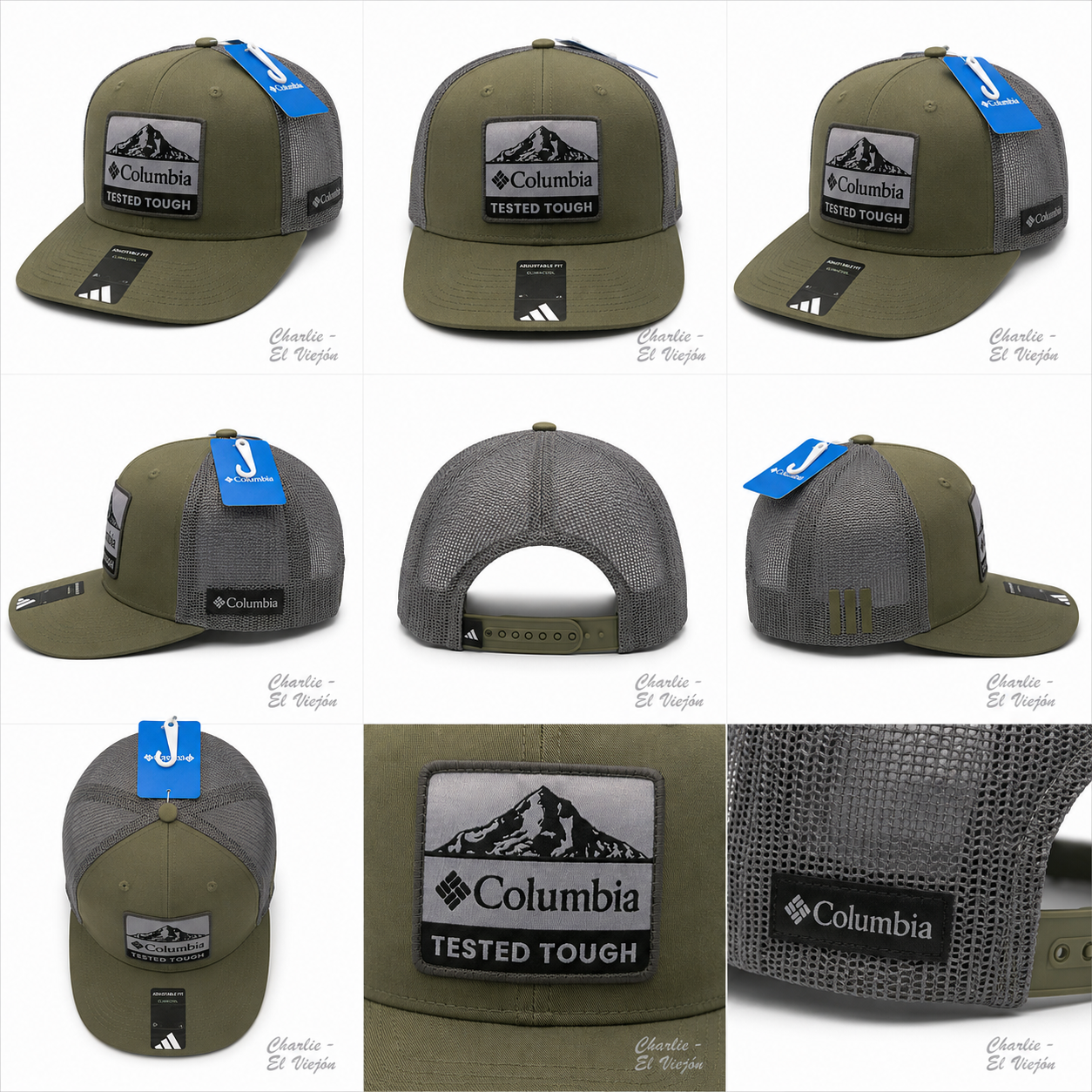 Gorra Columbia Trucker Verde Olivo con Parche Tested Tough