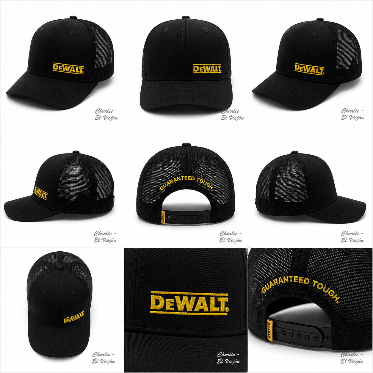 Gorra DeWALT Trucker Negra con Logo Bordado Amarillo