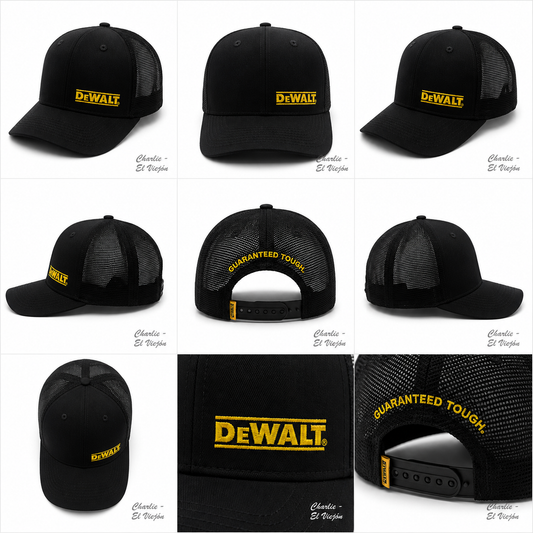 Gorra DeWALT Trucker Negra con Logo Bordado Amarillo