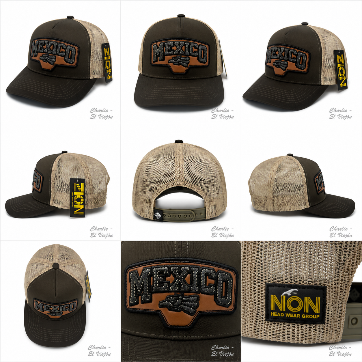 Gorra México Trucker Café con Parche Bordado Vintage